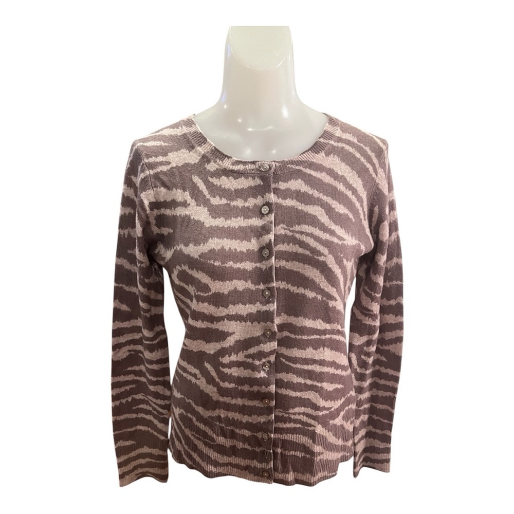 Premise Brown and Tan pattern Cashmere Cardigan Sweater size S
